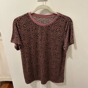Pink and Black Leopard Print Short Sleeve Top